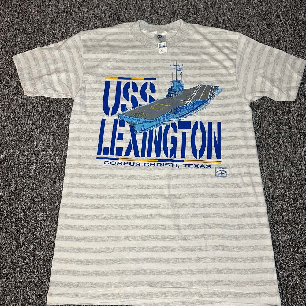 Vintage Belton USS Lexington Corpus Christi Texas Striped T-Shirt